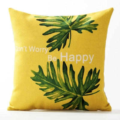 Coussin Tropical jaune et vert Déco-exotique.fr