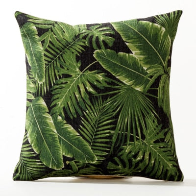 Coussin Tropical jaune et vert Déco-exotique.fr