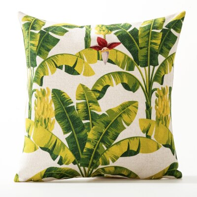 Coussin Tropical jaune et vert Déco-exotique.fr