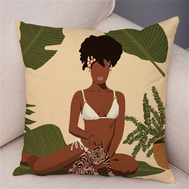 Coussin Tropical Portait femme Déco-exotique.fr