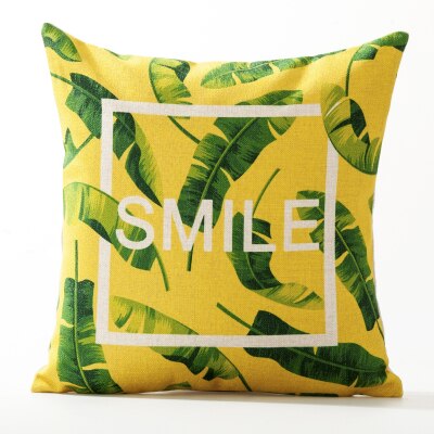 Coussin Tropical jaune et vert Déco-exotique.fr