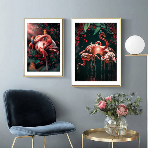 Affiche Flamant Rose Jungle Déco-exotique.fr