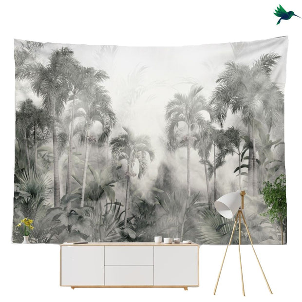 Tenture Murale Jungle Gris et Blanc Déco-exotique.fr